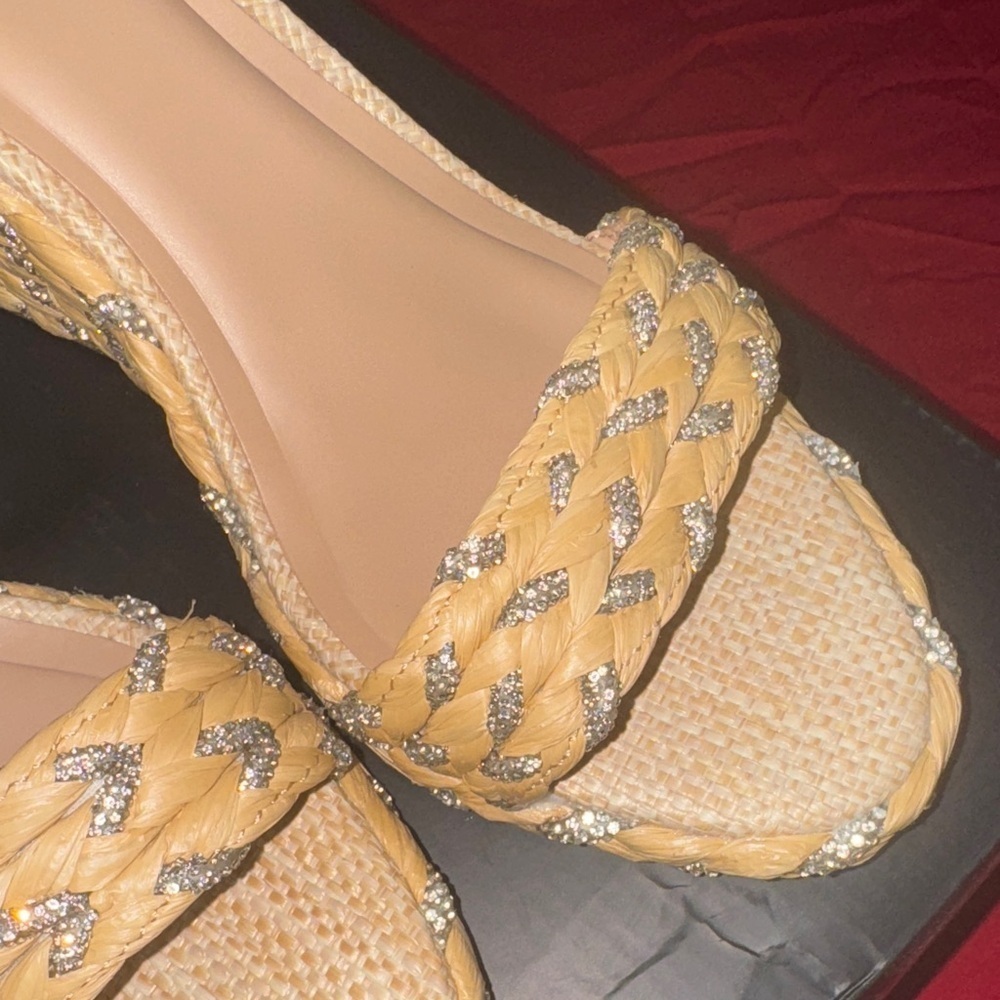 INC International Concepts Tan and Silver Woven Wedges - Picture 6 of 17